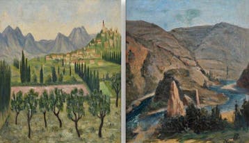 Franse school (XX) - 2 tableaux - Paysage de Provence et