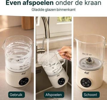 Melkopschuimer Glas - PFAS-vrij - 4-in-1 Melkschuimer Creme, Verzenden, Zo goed als nieuw