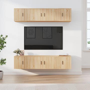vidaXL 6-delige Tv-meubelset bewerkt hout sonoma, Verzenden, Nieuw, Overige houtsoorten