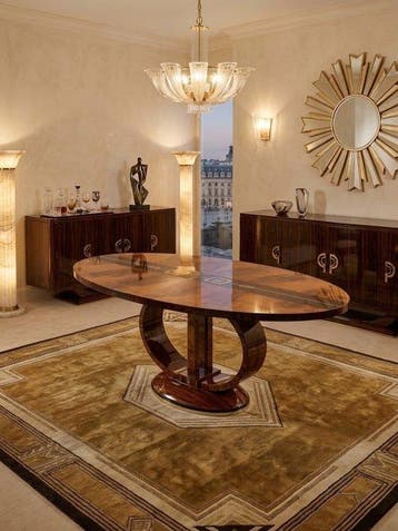 Eettafel - Hout - Art Déco tafel met 6 stoelen