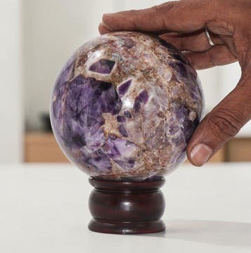 KAMR GEM Natuurlijke Chevron Amethyst Bol 105 mm Grote