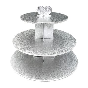 Patis Decor Etagere 3-Laags Karton Zilver, Verzenden, Nieuw
