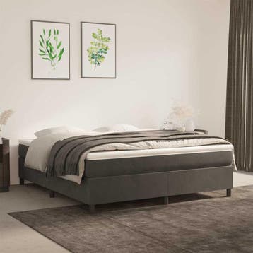 vidaXL Boxspring bed 160x200 cm fluweel donkergrijs, Huis en Inrichting, Verzenden, 200 cm, 160 cm, Nieuw
