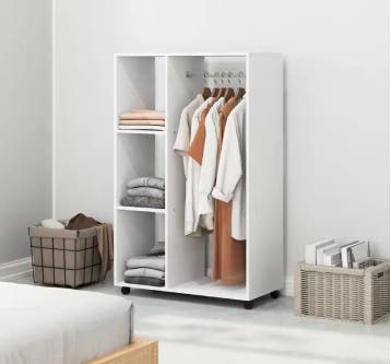Mobiele Kledingkast met Wielen – Met Roede en 3 Planken, Huis en Inrichting, Kasten | Overige, Verzenden, Nieuw