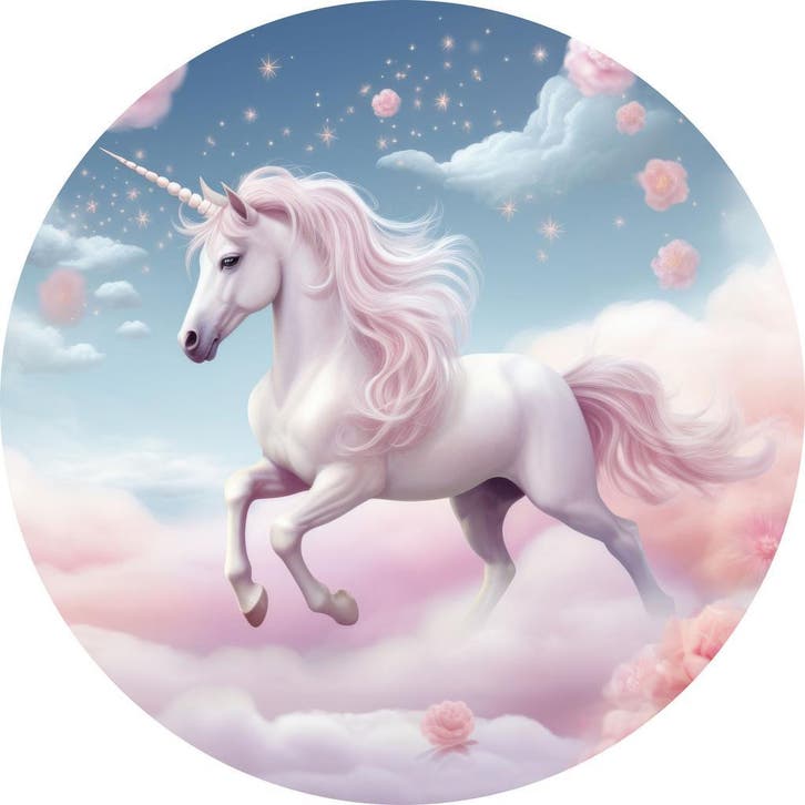Eenhoorn muurcirkel In de Wolken, Muurdeco4kids, Kinderen en Baby's, Kinderkamer | Inrichting en Decoratie, Nieuw, Verzenden