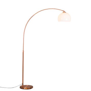 Moderne booglamp koper met witte kap - Arc Basic, Verzenden, Nieuw, Modern