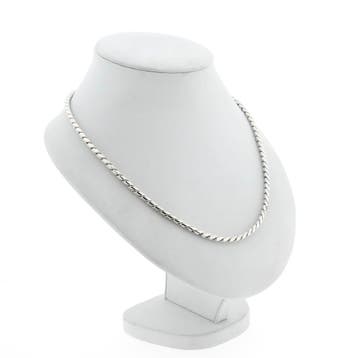 Zilveren vossenstaart schakelketting, Sieraden, Tassen en Uiterlijk, Kettingen, Ophalen of Verzenden, Gebruikt, Zilver, Zilver