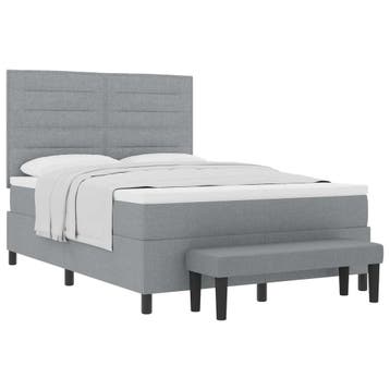 vidaXL Boxspringbed met hoofdeinde Lichtgrijs 140 x 190 cm, Verzenden, Nieuw, Tweepersoons, Stof