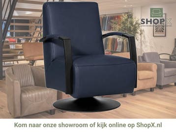 Leren draaifauteuil Mood - Toledo Kobalt (blauw) -, Nieuw, Ophalen of Verzenden, 50 tot 75 cm, Industrieel, Modern
