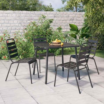 vidaXL 5-delige Tuinset staal antracietkleurig, Tuin en Terras, 4 zitplaatsen, Verzenden, Nieuw, Rvs