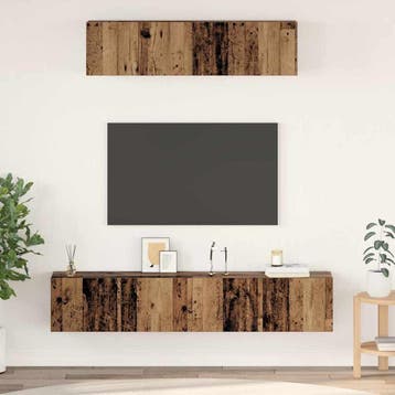 vidaXL Tv-meubelset 4 st Oud Hout Bewerkt hout, Minder dan 50 cm, Verzenden, Nieuw, Minder dan 100 cm