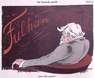 Spotprent Ramsay MacDonald bezorgt over uitslag van Fulha..., Verzenden