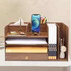Bureau Organizer 4 Lagen – Houten Documenten en Papierrek, Verzenden, Nieuw