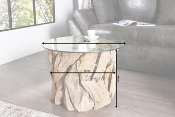 Salontafel NATURE LOUNGE 50cm voet drijfhout zonder glazen, Ophalen of Verzenden, Nieuw