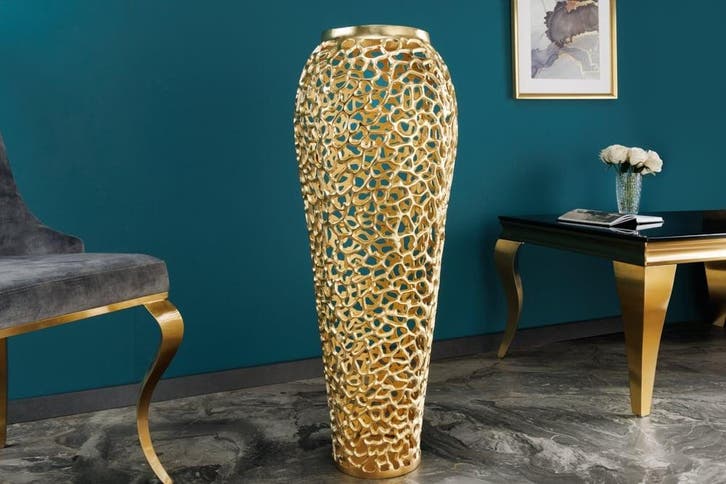 Filigraan design XXL vaas ABSTRACT BLAD 90cm goud, Huis en Inrichting, Woonaccessoires | Vazen, Ophalen of Verzenden