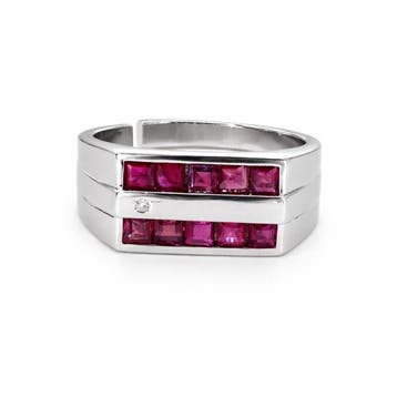 Zonder minimumprijs - Ring Verguld Robijn - Diamant - 18k, Nieuw