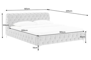 Design tweepersoonsbed MODERN BAROK 180x200cm grijs fluweel, Ophalen of Verzenden, Nieuw