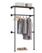 Industriële Wandkapstok met Kledingrek – Metaal en Houtlook, Verzenden, Nieuw
