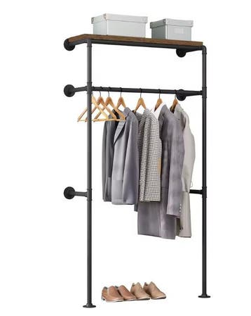 Industriële Wandkapstok met Kledingrek – Metaal en Houtlook, Verzenden, Nieuw