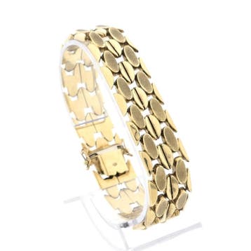 8 karaat fantasieschakel armband (Schakelarmband), Ophalen of Verzenden, Gebruikt, Goud, Goud