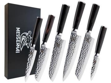 Veiling - Messerhai 6dlg Messenset RVS Tanoshi Black-Wood, Nieuw