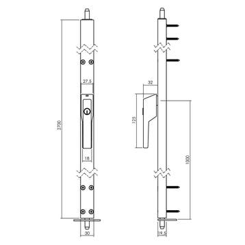 P+E Veiligheidsespagnolet voor deuren afsluitbaar SKG2 270cm, Verzenden, Nieuw