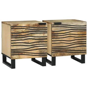 vidaXL Nachtkastje 2 st Naturel 40 x 33 x 46 cm Bewerkt hout, Minder dan 45 cm, Verzenden, Nieuw, Minder dan 55 cm
