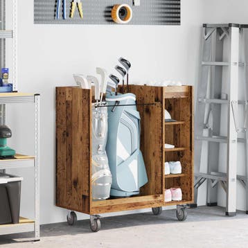 vidaXL Golfkast met wiel Effen Oudhout 90 x 45 x 98 cm, Sport en Fitness, Verzenden, Nieuw