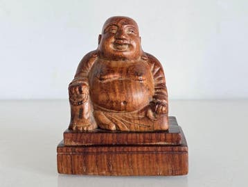Drewniana rzeba Hotei / Budai – Szczliwy Budda – Chiny,