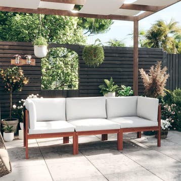 vidaXL 3-zits tuinbank met kussen acaciahout & touw, Verzenden, Nieuw, Hardhout