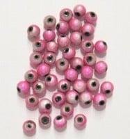 20 stuks miracle/3-D kraal rond roze/wit 4 mm gat 1mm, Ophalen of Verzenden, Nieuw, Kraal