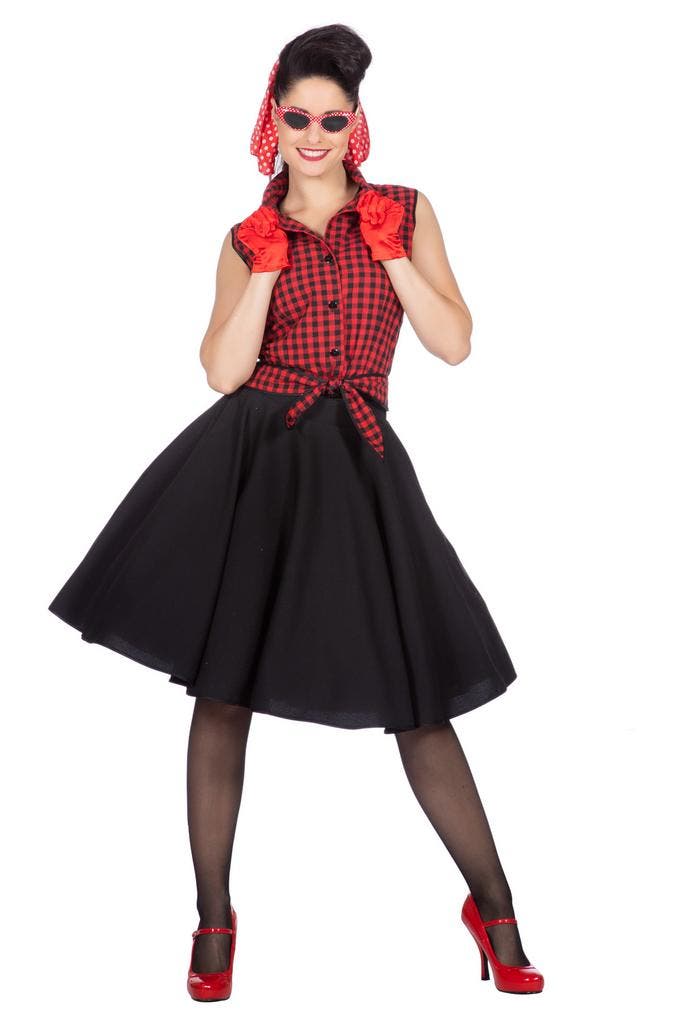 Rockabilly Kostuum Jaren 50 Rizzo Rood/Zwart, Kleding | Dames, Carnavalskleding en Feestkleding, Nieuw, Ophalen of Verzenden