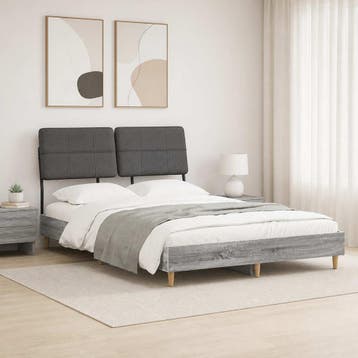 vidaXL Tweepersoonsbed met hoofdbord Grijs Sonoma en, Verzenden, Nieuw, Grijs, Hout