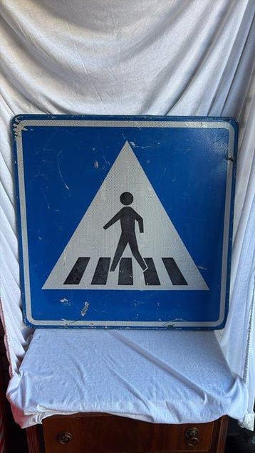 Vintage Voetgangersoversteekplaats – Groot aluminium