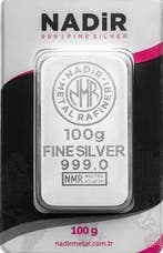 100 gram Nadir zilverbaar, Postzegels en Munten, Edelmetalen en Baren, Verzenden, Zilver