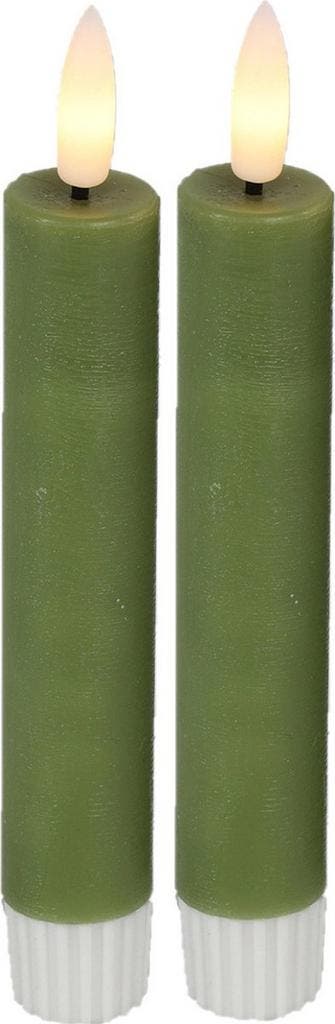 Countryfield Led dinerkaarsen - 2x st- groen -H15cm -, Ophalen of Verzenden, Nieuw