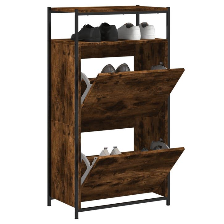 vidaXL Schoenenkast 60x34x112 cm bewerkt hout gerookt, Huis en Inrichting, Kasten | Schoenenrekken, Nieuw, Verzenden
