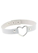 Choker Wit Hartje Pu Leer Witte Collar Ketting Hart Halsband, Kunststof, Verstelbaar, Wit, Nieuw