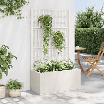 vidaXL Plantenbak met latwerk 80x36x140 cm polypropeen wit, Tuin en Terras, Verzenden, Nieuw, Minder dan 60 cm, 60 cm of meer