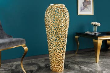 Filigraan design XXL vaas ABSTRACT BLAD 90cm goud, Huis en Inrichting, Woonaccessoires | Vazen, Ophalen of Verzenden, Nieuw