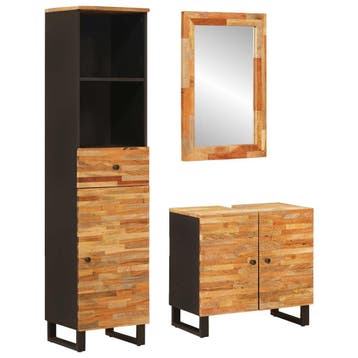 vidaXL Badkamer Sets met lade met plank Naturel Massief, Verzenden, Nieuw, Overige typen