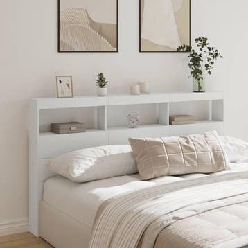 vidaXL Hoofdbordkast met LED-verlichting 180x17x102 cm wit, Verzenden, Nieuw, Wit, Hout
