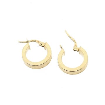 Gouden oorringen met meander patroon (Oorbellen), Sieraden, Tassen en Uiterlijk, Oorbellen, Ophalen of Verzenden, Gebruikt, Overige kleuren