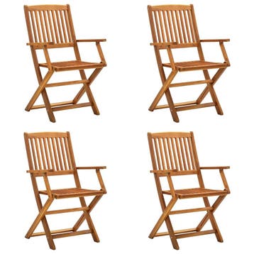 vidaXL Tuinstoelen inklapbaar 4 st massief acaciahout, Verzenden, Nieuw, Hout