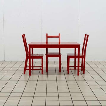 Set Rode Eettafel met Stoelen, Huis en Inrichting, Tafels | Eettafels, Ophalen of Verzenden, Nieuw
