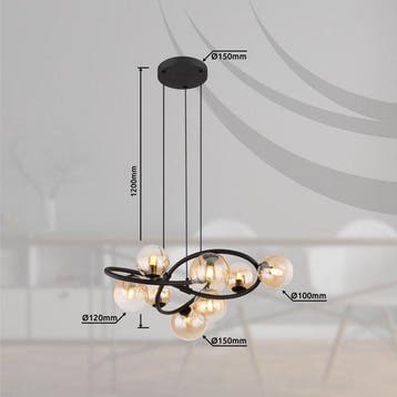 2dekans | Globo - hanglamp - Tuberius - messing zwart - glas, Ophalen of Verzenden, Zo goed als nieuw