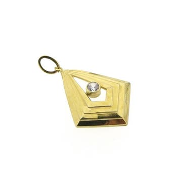 Gouden hanger met zirconia (Hanger of bedel), Ophalen of Verzenden, Gebruikt, Goud, Overige merken