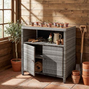 Wicker tuinkast Monscia, WPC-lamellen in houtlook - grijs, Tuin en Terras, Verzenden, Nieuw