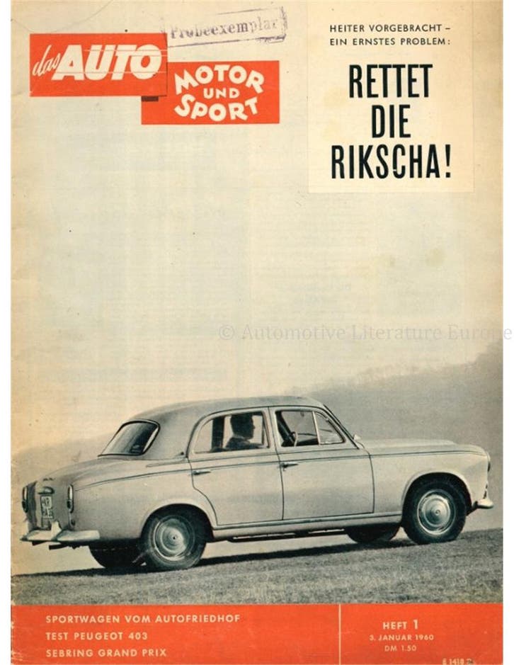 1960 DAS AUTO MOTOR UND SPORT MAGAZINE 01 DUITS, Boeken, Auto's | Folders en Tijdschriften