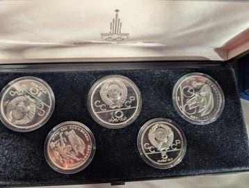 Rusland. 5, 10 Rubles 1980 Olympic Games Silver coin set of